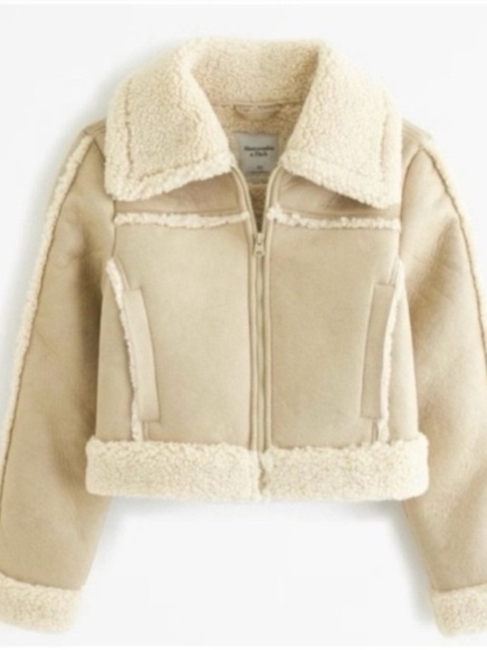 Abercrombie & Fitch Cropped Faux Shearling Zip Jacket